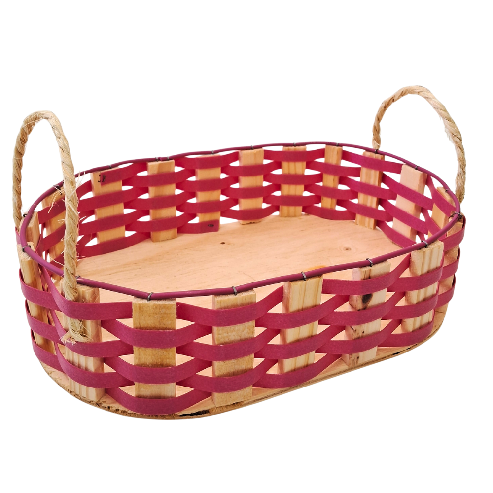 BANDEJA OVAL MD RATTAN ROSA